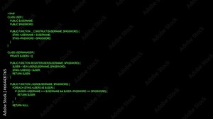 green screen coding hacker concept animation with glitch effect. Programming code typing. 4K motion animation