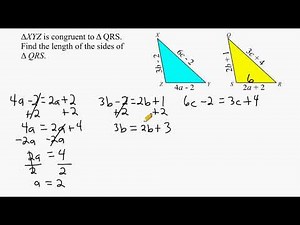 Solving Equations With A Variable On Both Sides - Congruent Triangles