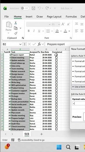 Check box in excel using conditional formatting #excel #mstechtricks