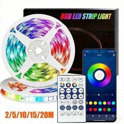 Smart RGB LED Light Strip, 5V USB Powered With APP & Remote Control, Music Sync Color Changing, Programmable Timer & Scene Modes, Self-Adhesive Flexible Tape For Room Decoration, Kitchen Cabinet, Ceiling Cove, Gaming Setup, Party Atmosphere, Home Theater, Bedroom Ambiance, Essential Smart Lighting For Gamers Party Hosts | SHEIN