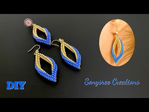 Folded Peyote 2 rows Earrings || How to make Beaded Earrings || Herringbone + Peyote Earrings