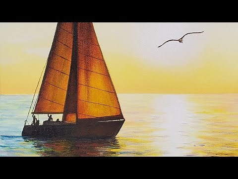 Easy Sunset Sailboat Acrylic Painting LIVE Tutorial