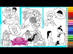 Disney Princesses & Princes COMPILATION - Coloring Pages for kids