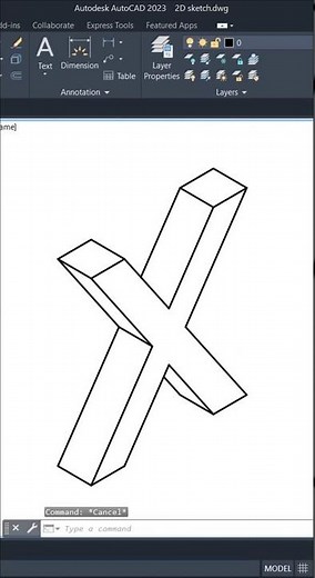 Isometric Alphabet Drawing – X | 3D Letter X in AutoCAD (A to Z Isometric Series)