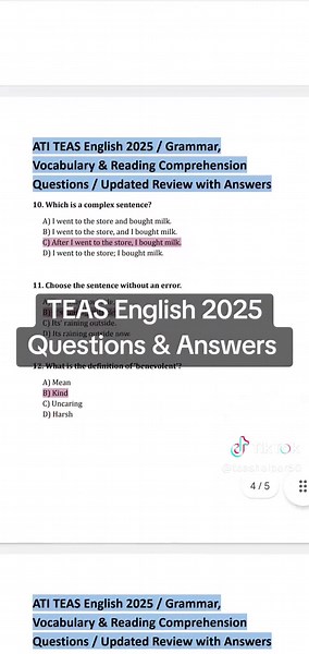 ATI TEAS English 2025: Questions & Answers Guide