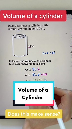 Calculating Volume of a Cylinder in Math with Pi