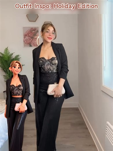 SHEIN.COM on Instagram: "Classic red & green not your merry mood? Turn that all-black aesthetic into a whole sparkle szn celebration like @sandv_ela 🤩 BAE Sequin Pants: 11821155 Glamine Corset Top: 222206034 Black Heels: 26835863 BizChic Blazer: 1550109 #SHEINtrends #SHEIN #SHEINstyle #SHEINhaul #SHEINForAll #OOTD #fashion #chic"