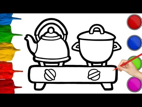 How to draw Gas Stove and cooker for beginners easy step by step / #drawing #art #painting