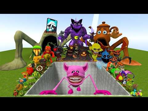 AI Brainrot Memes vs Poppy Playtime Pig Tapes Bosses in Giant Pit – Gmod Chaos