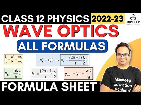 Wave Optics Class 12 All Formulas | NCERT Chapter 10 | Formula Sheet PDF | CBSE Board Exam 2023