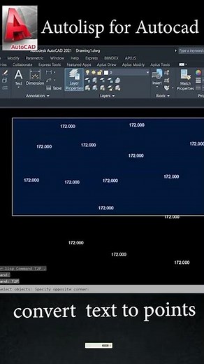 convert text to point in Autocad youtube short