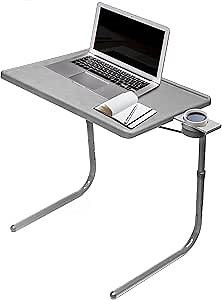 Table-Mate TV Tray Table | Portable Desk Folding Dinner Tray, Couch Table Trays for Eating Snack Food, Portable Laptop Desk, Bed Trays for Eating | Adjustable TV Trays with 3 Angles and Cup Holder