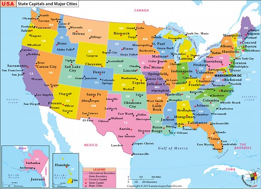 USA Capital and Major Cities Map - Detailed City Maps