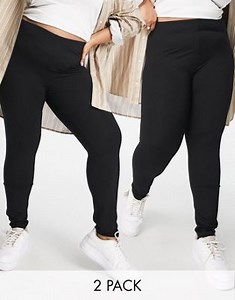 ASOS DESIGN Curve - Set van 2 leggings in zwart | ASOS