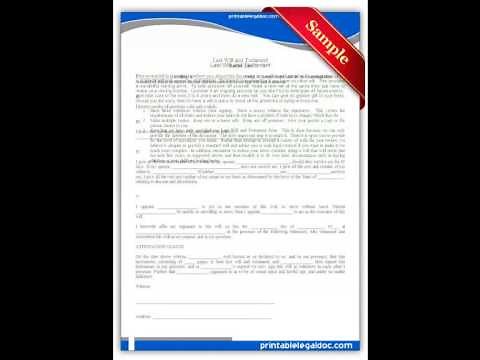 Free Printable Last Will and Testament Forms