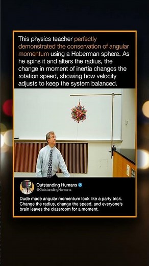 This physics teacher perfectly demonstrated the conservation of angular momentum