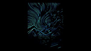 Download Neon frame effect Northern Lights in Norway, glow, black background. for free