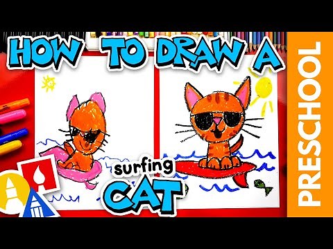 How To Draw A Cat Surfing - Preschool