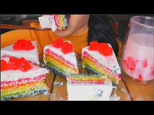 ASMR RAINBOW CAKE | COCONUT JELLY DRINK | DESSERT EATING SOUNDS | NO TALKING