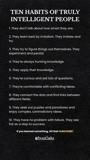 TEN HABITS OF TRULY INTELLIGENT PEOPLE! #shorts #psychology