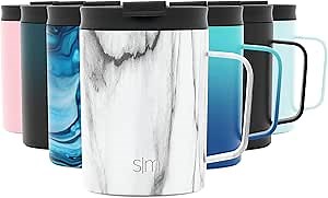 Amazon.com | Simple Modern Travel Coffee Cup with Lid and Handle | Reusable Insulated Stainless Steel Iced Coffee Mug Cold Brew Tumbler and Tea Cup | Scout Collection | 12oz | Carrara Marble: Dining & Entertaining