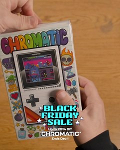 82K views | Black Friday is here and Chromatic is up to 20% OFF for our biggest sale ever, plus 15% off games and accessories until 12/1. Crafted from metal (not plastic) with a sunlight-readable, pixel-perfect display, Chromatic delivers a premium way to play original Game Boy and Game Boy Color cartridges. Plus, enjoy a growing library of more than 20 brand-new games made just for the platform. | ModRetro | Facebook