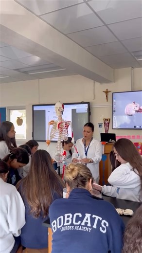 Our Lady of Lourdes Academy on Instagram: "Here’s a look inside the Anatomy and Physiology class taught by Ms. Morales ’19, where students kicked off their unit on the skeleton. They explored bone structure, practiced key vocabulary and began laying the groundwork for understanding how the body’s framework functions. #OLLAgram #WithMaryinAllThings #BobcatPride #HearUsRoar"