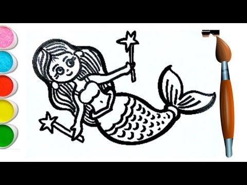 A cute Mermaid Drawing step by step | Coloring Painting | Kids Drawing | Kids Art #Mermaid |