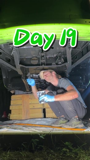 #day19 working on my VW Campervan EVERY DAY!!! Second coat on Zone 1! Sitting underneath the bus and seeing the results of all my hard work is so cool. Even if we make mistakes, it’s all a part of the process 🤙 #fyp #diy #vwbus #restoration