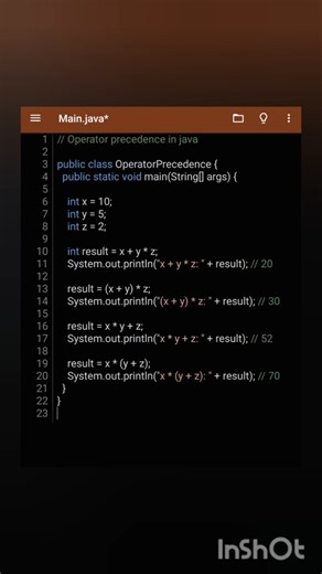 Operator precedence in java.#javaprogramming #java #javajobs #coding #python #coder #programminglife