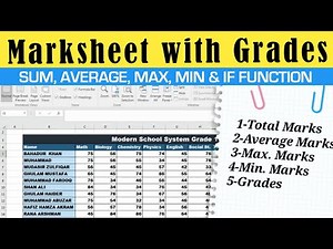 Excel Tutorial on How to Create a Marksheet in Excel: SUM, AVERAGE, MAX, MIN & IF Function