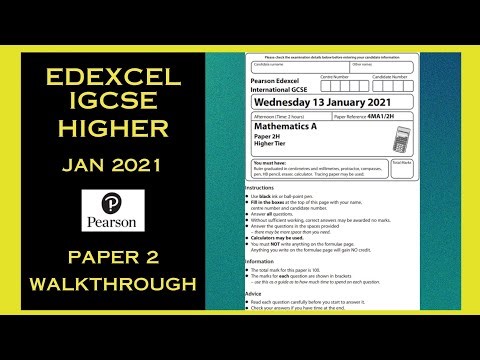 Edexcel International GCSE Maths Higher - January 2021 - Paper 2 - Worked Solutions