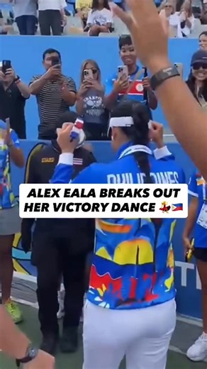 Filipinos in the 6ix on Instagram: "Alex Eala breaks out her victory dance, after winning her 2025 SEA gold medal! 💃🏅🇵🇭 #Filipinosinthe6ix Video via: POC Media Pool Shop our latest merch 🛍️ www.filipinosinthe6ix.shop Read the latest stories 📖 www.filipinosinthe6ix.com Follow @filipinosinthe6ix @amplifyingtheculture for more"