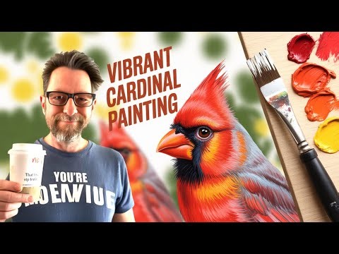 🎨 Creating a Bright Red Cardinal in Oil Paint – A Masterpiece in Progress! 🎨
