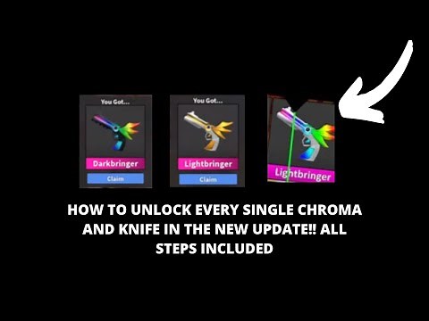 HOW TO UNLOCK ALL THE CHROMAS AND KNIVES IN MM2 NEW UPDATE!! ALL STEPS INCLUDED + GIVEAWAY