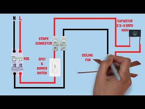 How to connect starting capacitor in ceiling fan/how to install/wiring diagram of ceiling
