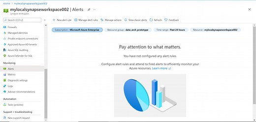 Monitoring Azure Synapse Analytics with alerts