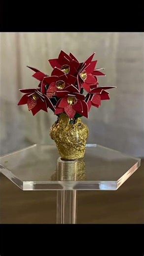 Mini Paper Poinsettia Tutorial!❤️🎄🌹 #cleverlycraftydecor #christmas #poinsettia #diy #paperflowers