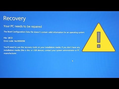 0xc0000098 BCD Error. PC Wont Boot! Boot Configuration Data File Doesn't Contain Valid Info! Updated