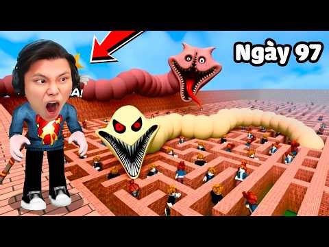 [ROBLOX] JayGray 100 Ngày Sống Sót Trong Mê Cung Hungry Worm🤮🌈Thử Thách Troll 100 Người Sâu Đói Bụng