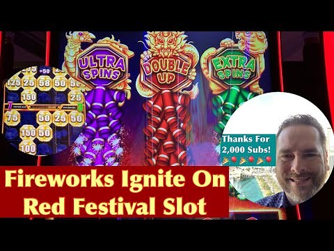 Shooting Off The Fireworks on Red Festival Slot Machine -- Bonus Rounds Showing Each Enhancement