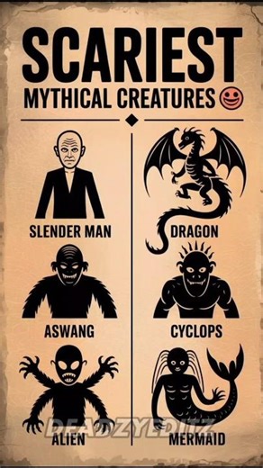 Top 6 Scariest Mythical Creatures 👹 | Slender Man to Mermaid#shorts
