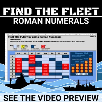 Write Roman Numerals | Single Player Battleship Games | Google Sheets Activity