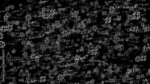 Blackboard inscribed with scientific formulas and calculations in physics and mathematics. Science and education Loop background. Physical Science Formulas animation Flying Around zooming documentary