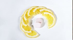 Vitamin C effervescent tablet - Tablets with pieces of lemon fruit