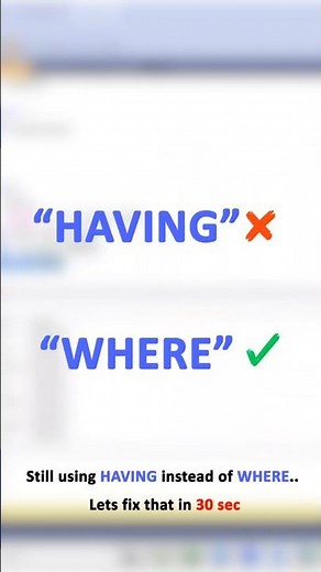 Having vs Where in SQL (With Example) | SQL Interview Question #sql #sqlinterviewquestions #shorts