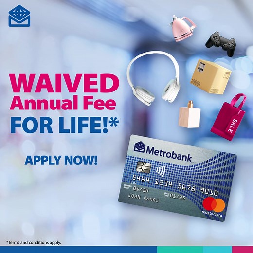 Enjoy waived annual fees for life with a new Metrobank M Free Mastercard! APPLY NOW! Visit metrobankcard.com/apply Terms and conditions apply. For details, visit metrobankcard.com/cards/metrobank-m-free-mastercard SEC Registration No. 0000127904. SEC Certificate of Authority No. 994 (2008). #MetrobankNAFFL #NAFFL #MFreeMastercard Regulated by Bangko Sentral ng Pilipinas | Tel. (02) 8811-1BSP (8811-1277) E-mail: consumeraffairs@bsp.gov.ph For inquiries, please call our Metrobank Contact Center at