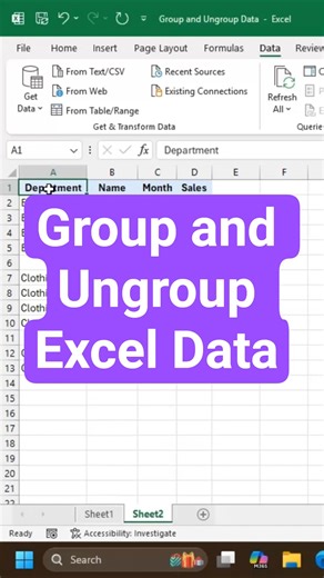 Excel Group & Ungroup Data – Hide and Show Rows Easily #excel #excel