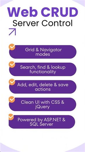 Web CRUD Bar Dynamic Server Control for ASP NET & SQL Smart Data Management