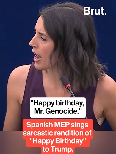 Spanish MEP Irene Montero called out other members of the European Parliament for celebrating Trump's birthday by singing a sarcastic rendition of